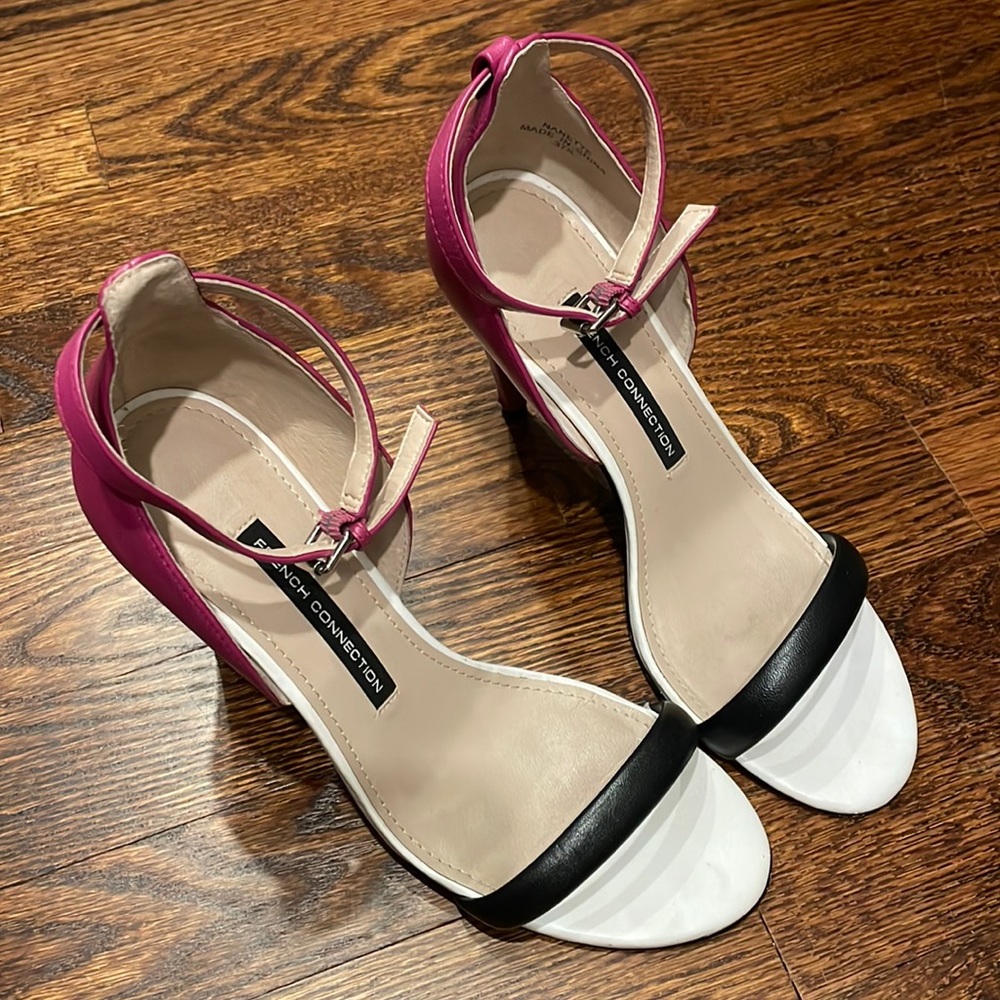 French Connection size 37 1/2 color block heels